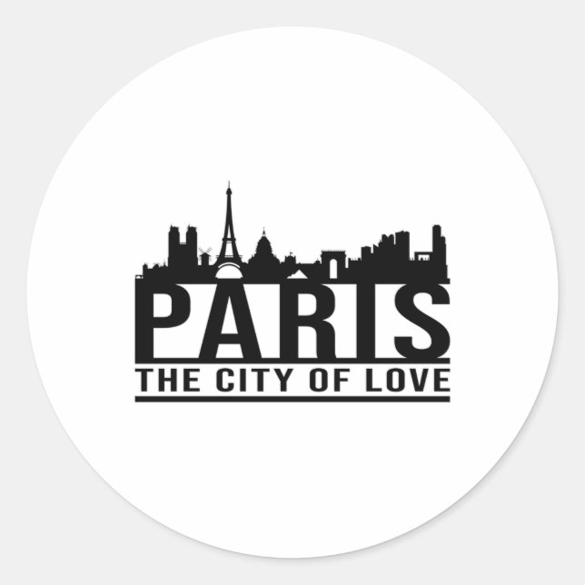 Sticker Rond Idée cadeau Cityscape Skyline de Paris France (Devant)