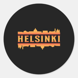 Sticker Rond Idée cadeau de Helsinki Finland City Skyline Citys