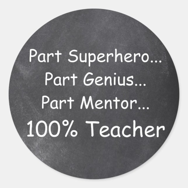 Sticker Rond Idée cadeau professeur mentor génie super-héros (Devant)