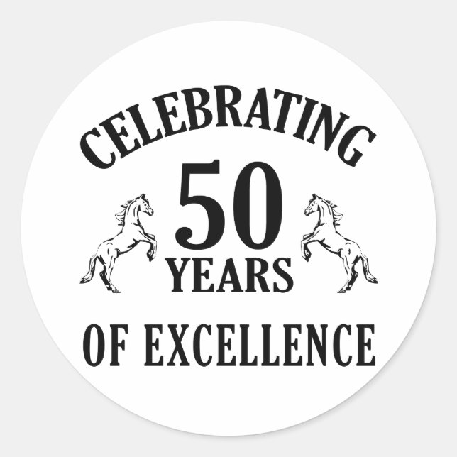 Sticker Rond Idées cadeaux 50e anniversaire élégant (Devant)