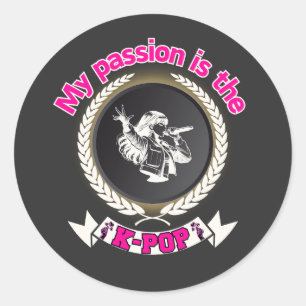 Sticker Rond Idol chanter Passion KPop Music Fan Art Design