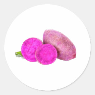 Sticker Rond Igname Violette Exotique Ube - Légume Racine Tropi