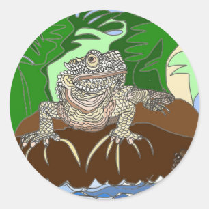 Sticker Rond Iguana sur un rocher