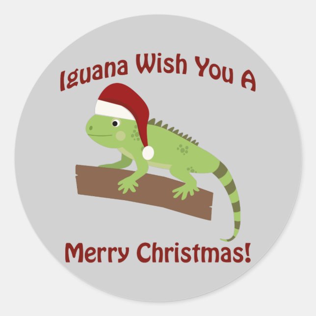 Sticker Rond Iguana Vous Souhaite Un Joyeux Noël (Devant)