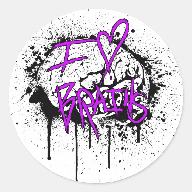 Sticker Rond iHEARTbrains (Devant)