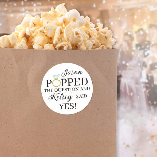 Sticker Rond Il a posé la question Diamond Ring Popcorn Favor