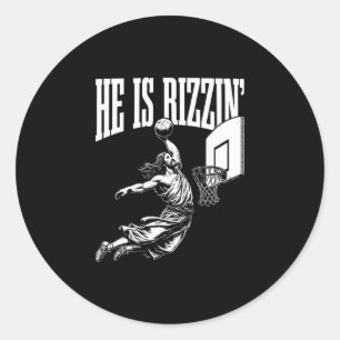 Sticker Rond Il est drôle de Rizzin Pâques Rizz Meme Sketll