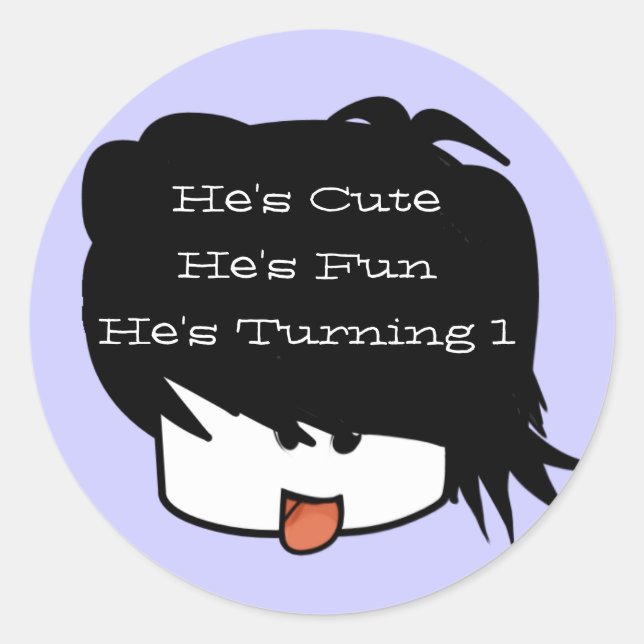 Sticker Rond Il est mignon, il est un qu'il tourne (Devant)