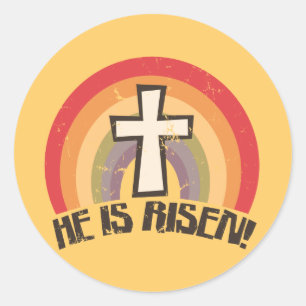 Sticker Rond Il est Pâques religieuse levée