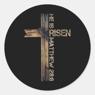 Sticker Rond Il Est Ressuscité Croix Jésus Religieux Foi Chréti