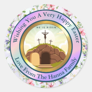 Sticker Rond Il est ressuscité et fête de la résurrection diman