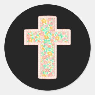 Sticker Rond Il est ressuscité fleur joyeuse pâques jour jésus