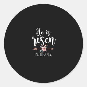 Sticker Rond Il Est Ressuscité Floral Arrow Pâques Chrétiennes