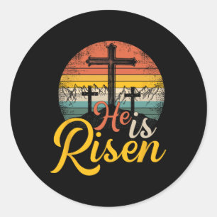 Sticker Rond Il est ressuscité - Jésus chrétien de Pâques
