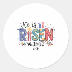 Sticker Rond Il Est Ressuscité Jésus Chrétien Joyeux Enfant De 
