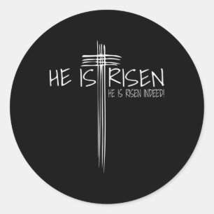 Sticker Rond Il Est Ressuscité Jésus Pâques foi chrétienne Don