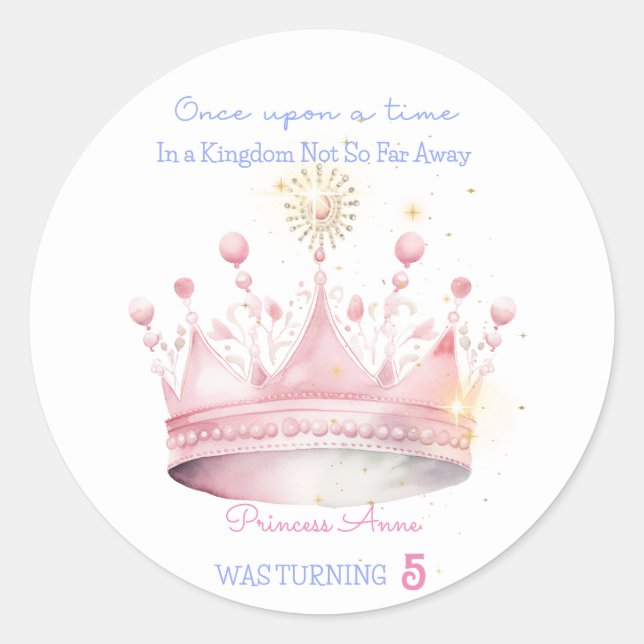 Sticker Rond Il était une fois, anniversaire de la princesse (Devant)