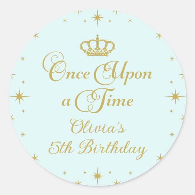 Sticker Rond Il était une fois Gold Princess Anniversaire (Devant)