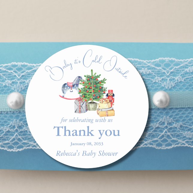 Sticker Rond Il fait froid à l'extérieur du Baby shower de Noël (Créateur téléchargé)