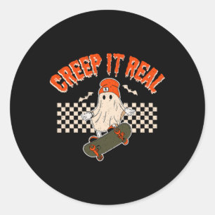 Sticker Rond Il Real Skateboard Ghost Bats Retro Halloween 2