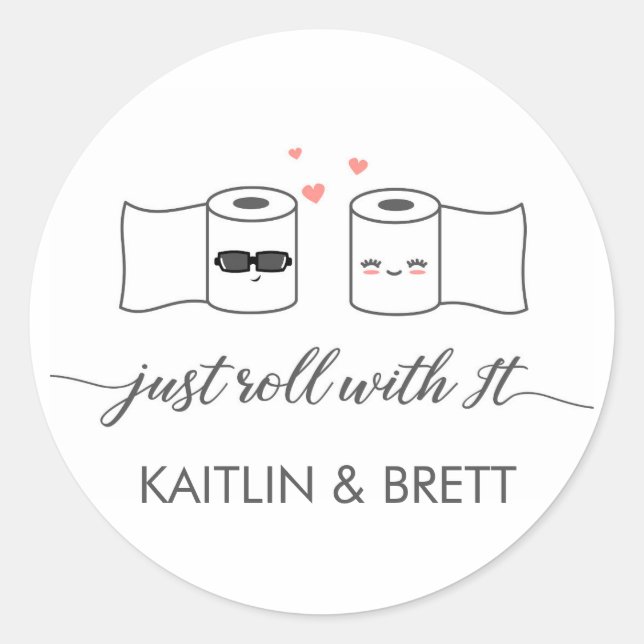 Sticker Rond Il suffit de rouler avec l'autocollant Mariage It (Devant)