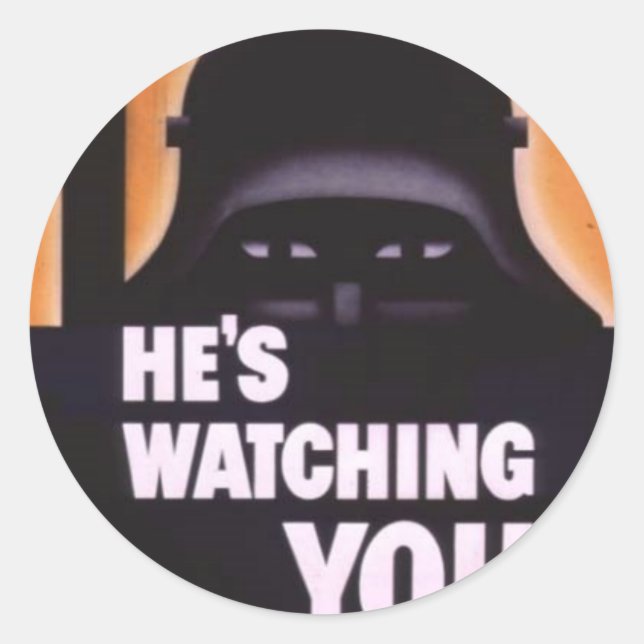 Sticker Rond Il vous regarde avec de la propagande (Devant)