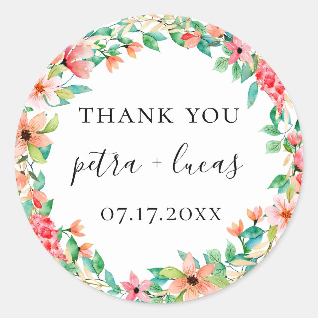 Sticker Rond Île Botanique Couronne Florale Mariage Faveur (Devant)