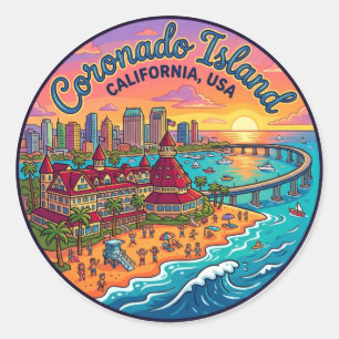 Sticker Rond Île Coronado États-Unis