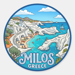 Sticker Rond Île de Milos, plage de Sarakiniko Grèce