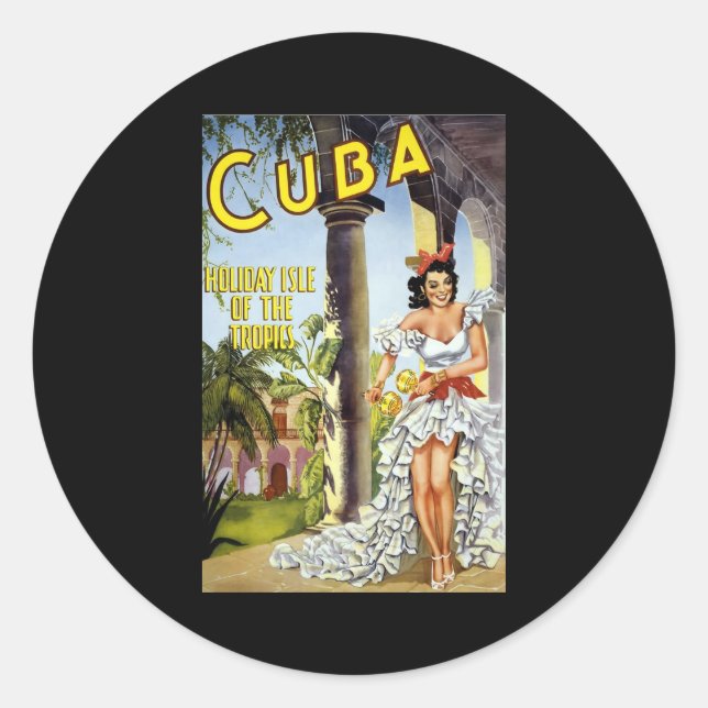 Sticker Rond Île de vacances du Cuba des tropiques (Devant)