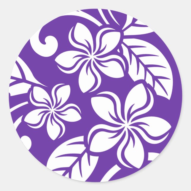 STICKER ROND ÎLE PLUMERIA (PURPLE) (Devant)