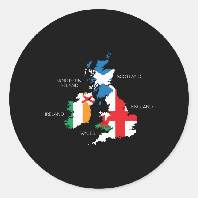 Sticker Rond Îles Britanniques Mer Irlande Écosse Pays de Galle (Devant)