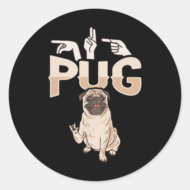 Sticker Rond ILL Carlin ASL Gesture mains Sourde perte d'auditi (Devant)