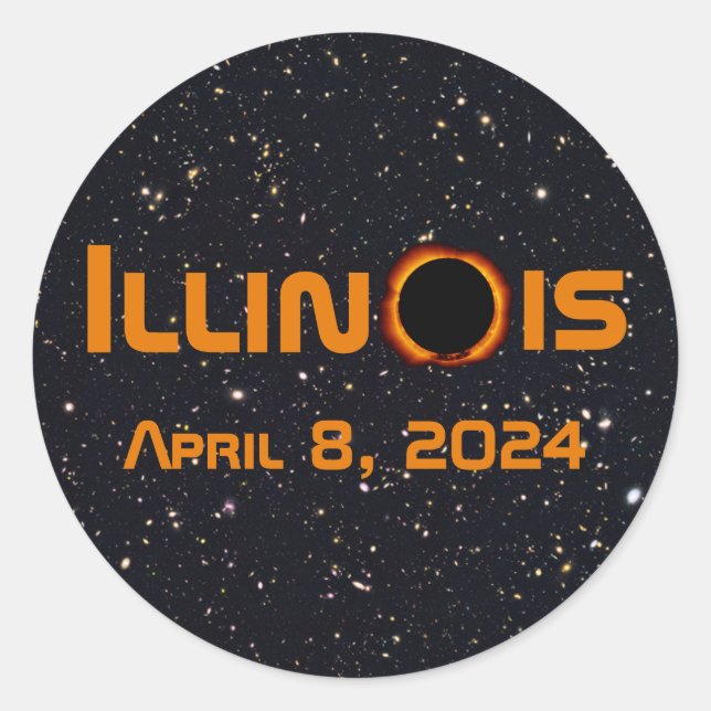 Sticker Rond Illinois 2024 Total Solaire Eclipse (Devant)