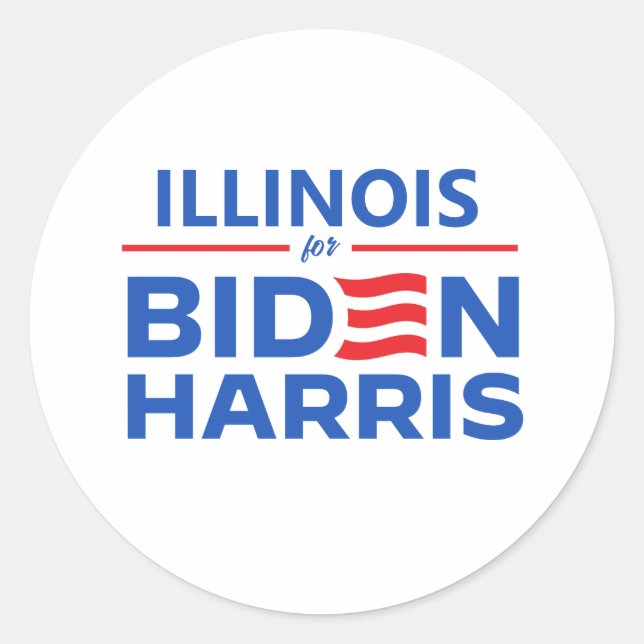 Sticker Rond Illinois pour Biden Harris (Devant)