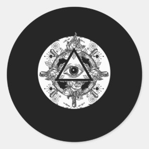 Sticker Rond Illuminati Conspiracy Triangle Masonic Mandala Gif