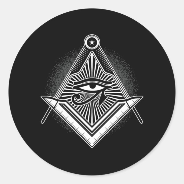 Sticker Rond Illuminati Masonic Pyramid Triangle Conspiration G (Devant)