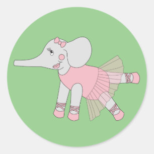 Sticker Rond illusima Ballerina Elephant Vert