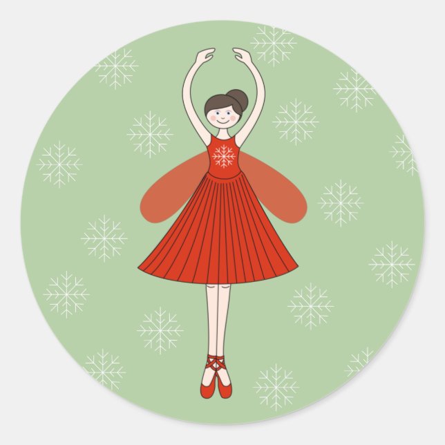Sticker Rond illusima Ballerina Fée Noël Snowflakes (Devant)
