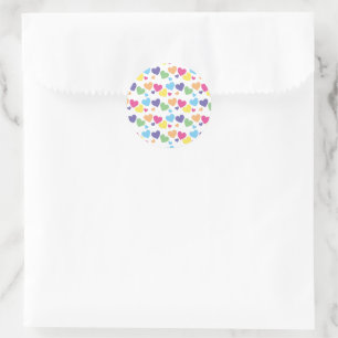 Sticker Rond illusima Fête Cœurs Amour Arc-en-ciel