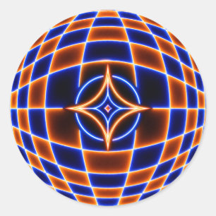Sticker Rond Illusion d'optique étoile vortex néon – Bleu Orang