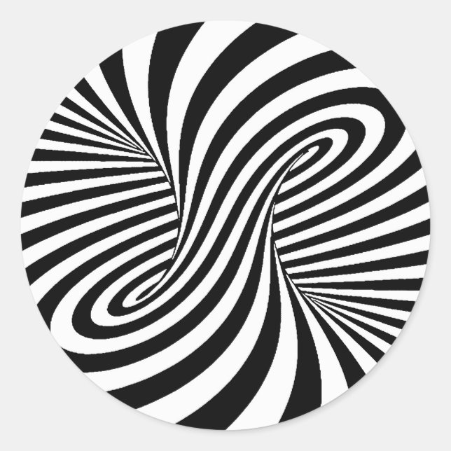STICKER ROND ILLUSION OPTIQUE DE BLACK WHITE ZEBRA SWIRLS (Devant)