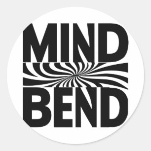Sticker Rond Illusion optique de pliage mental noir et blanc