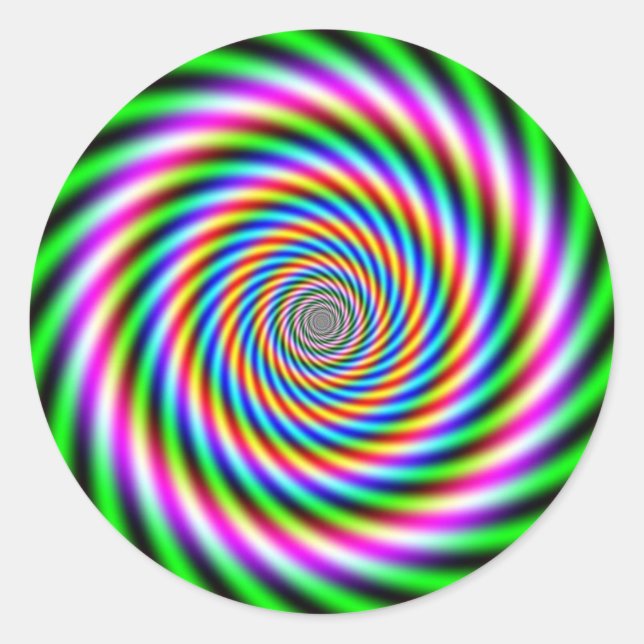 Sticker Rond Illusion optique rose verdâtre (Devant)