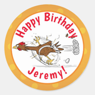 Sticker Rond Illustration amusante de poulet cool