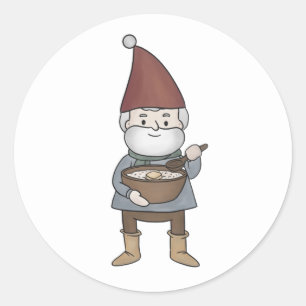 Sticker Rond Illustration amusante suédoise Tomte Gnome & Porr