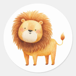 Sticker Rond Illustration aquarelle de lionceau mignon Minimali