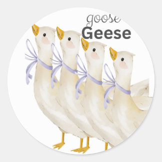 Sticker Rond Illustration aquarelle de l'oie et des oies mignon
