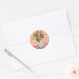 Sticker Rond Illustration Boho Flowers