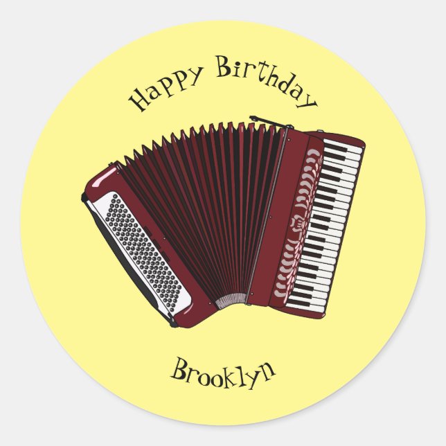 Sticker Rond Illustration d'accordion (Devant)